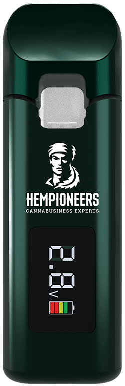 Custom Bell Plus AIO disposable vape with Hempioneers branding