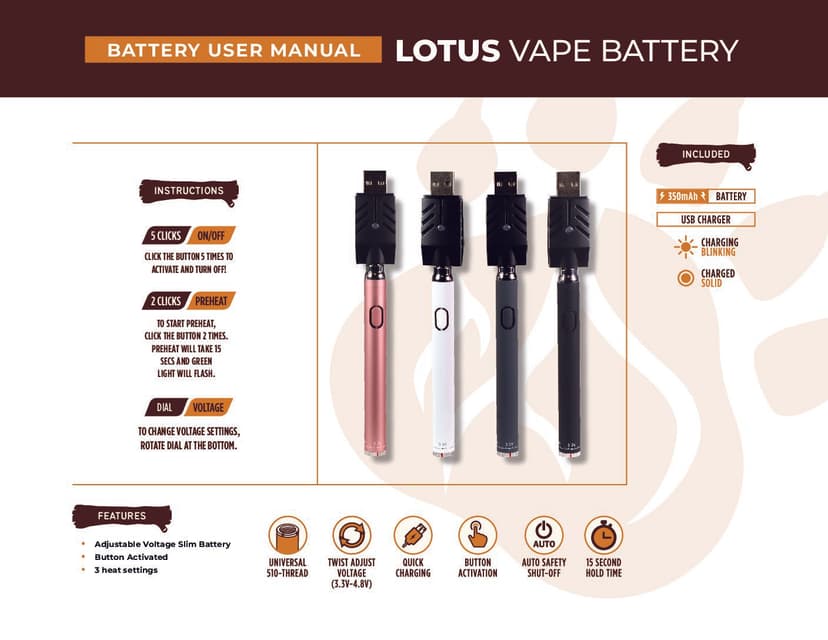 Lotus Twist Variable Voltage Battery - twist dial bulk wholesale