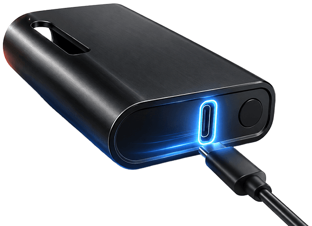Lapis Battery USB-C fast charging port with blue glow