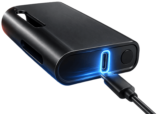 Lapis Battery USB-C fast charging port with blue glow